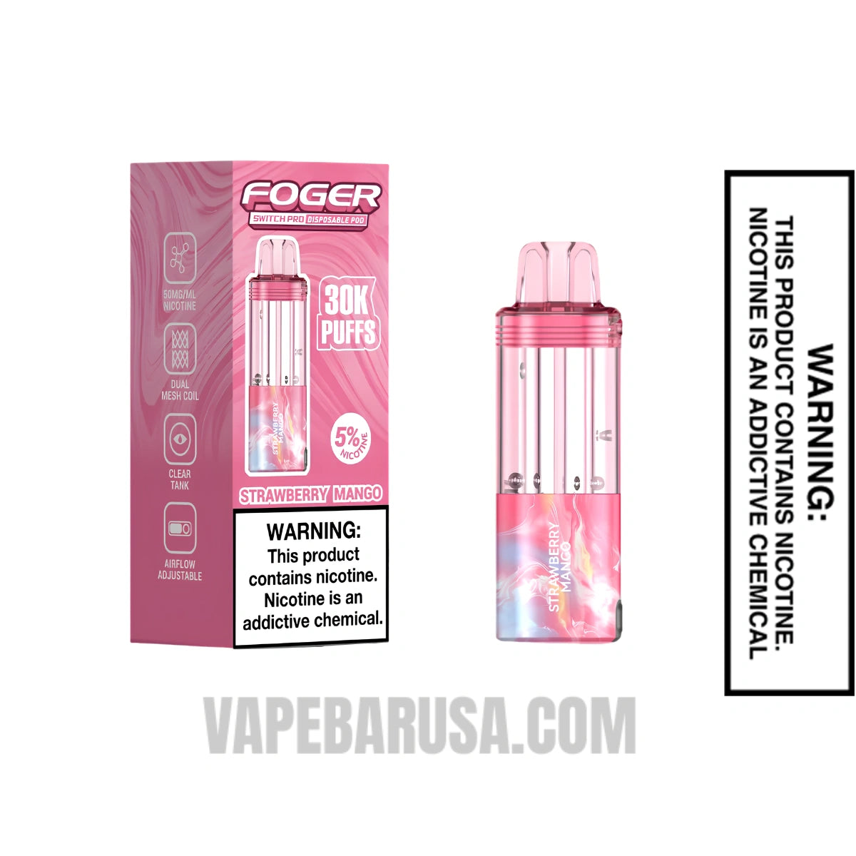Strawberry Mango Foger Switch Pro 30K Disposable Vape Pod With Packaging Box Strawberry Mango Foger Switch Pro 30K Disposable Vape Pod With Packaging Box