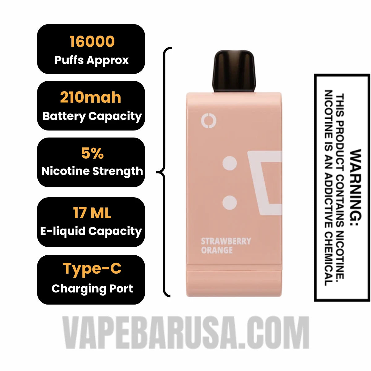 Strawberry Orange Off Stamp SW16000 Disposable Pod Specifications Strawberry Orange Off Stamp SW16000 Disposable Pod Specifications