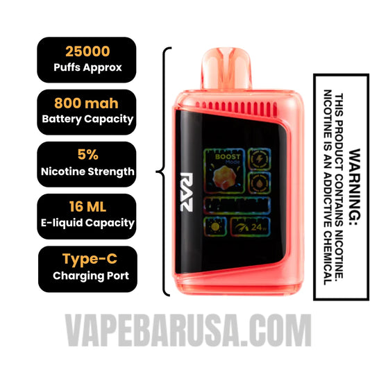 Strawberry Peach RAZ LTX 25K Gush Edition Vape Strawberry Peach RAZ LTX 25K Gush Edition Vape
