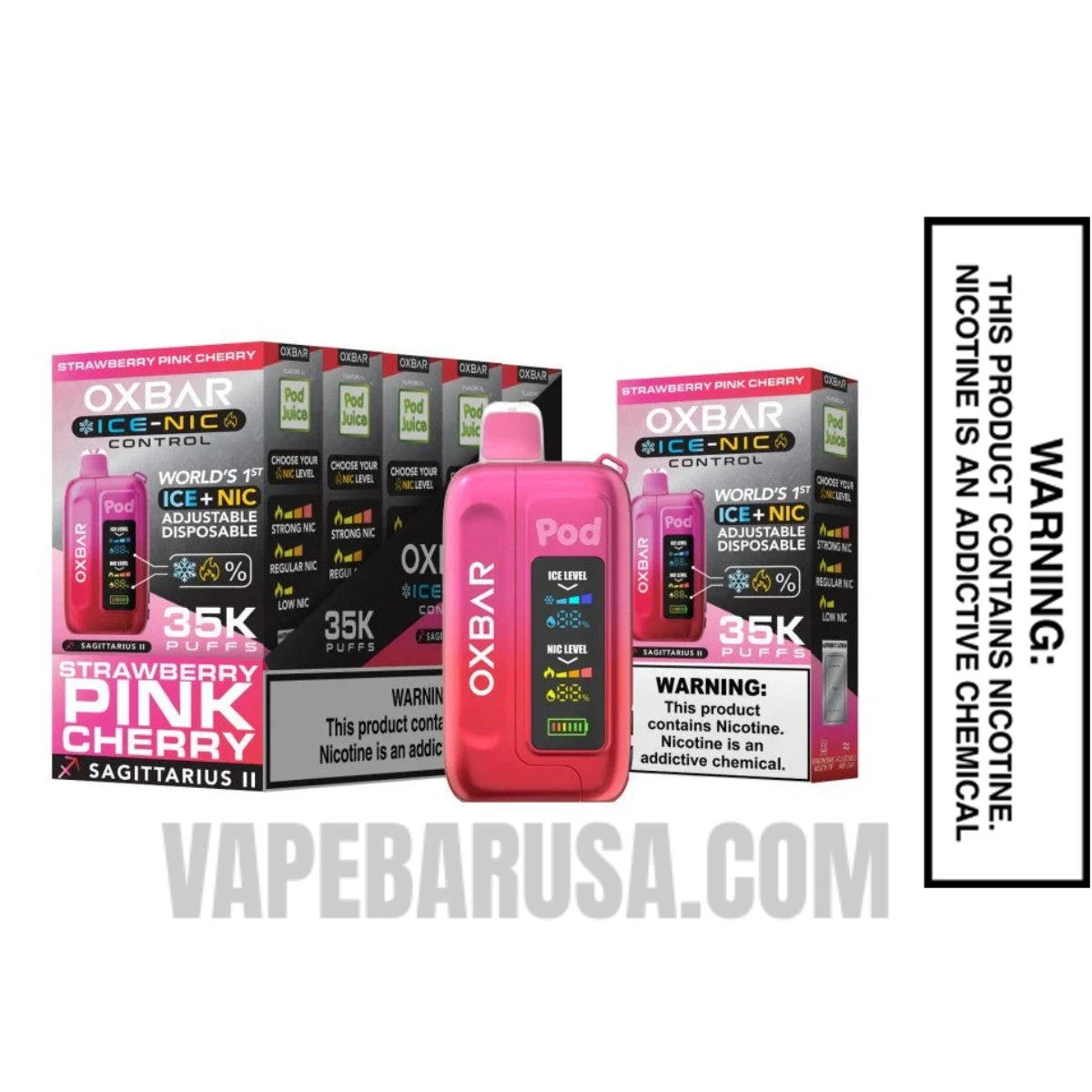 Strawberry Pink Cherry OXBAR Ice-Nic Control Disposable Vape With Bundle Pack Strawberry Pink Cherry OXBAR Ice-Nic Control Disposable Vape With Bundle Pack