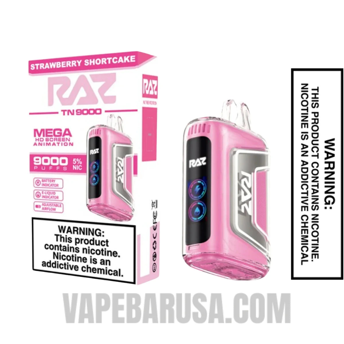 Strawberry Shortcake RAZ TN9000 Disposable Vape With Package Box Strawberry Shortcake RAZ TN9000 Disposable Vape With Package Box