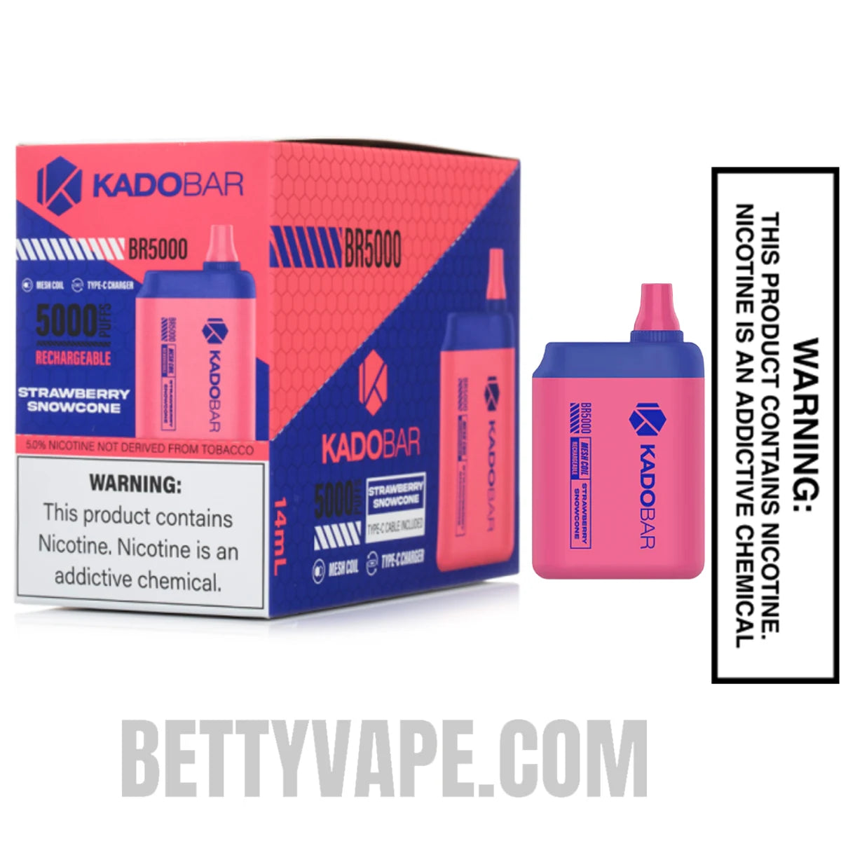 Strawberry Snowcone Kado Bar BR5000 Disposable Vape With Bundle Pack Strawberry Snowcone Kado Bar BR5000 Disposable Vape With Bundle Pack