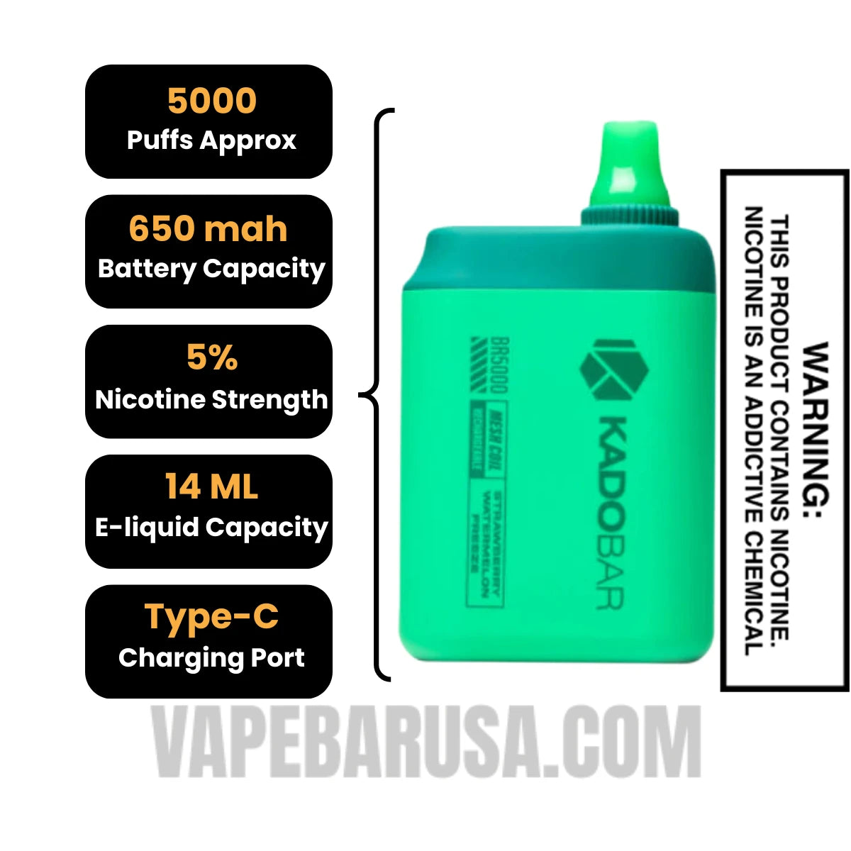 Strawberry Watermelon Freeze Kado Bar BR5000 Disposable Vape Specifications Strawberry Watermelon Freeze Kado Bar BR5000 Disposable Vape Specifications