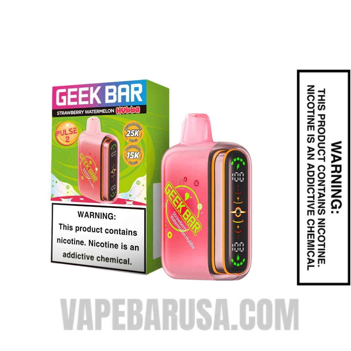 Strawberry Watermelon Geek Bar Pulse 2 Hubba Edition Disposable Vape With Package box Strawberry Watermelon Geek Bar Pulse 2 Hubba Edition Disposable Vape With Package box
