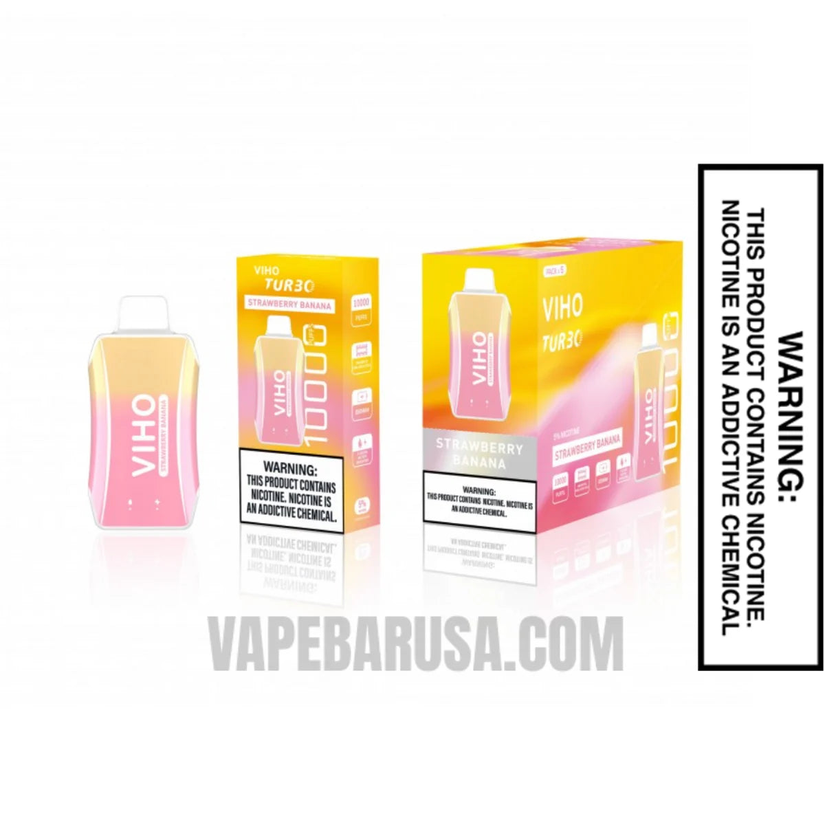 Strawberry Banana VIHO Turbo Vape 10000 Puffs With Bundle Pack Strawberry Banana VIHO Turbo Vape 10000 Puffs With Bundle Pack