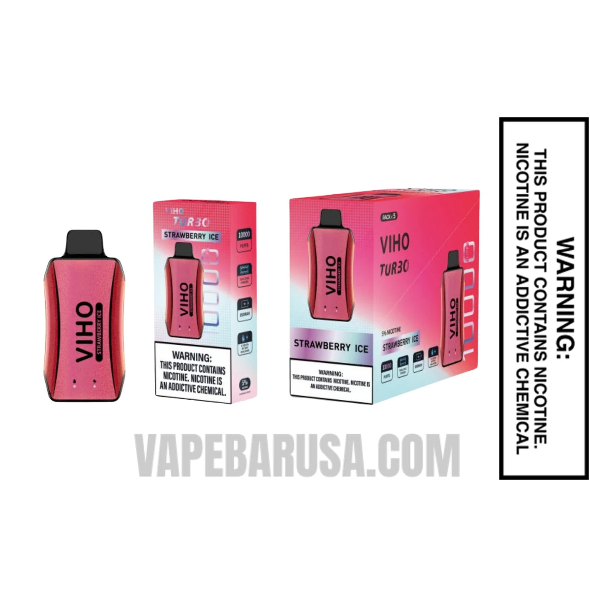 Strawberry Ice VIHO Turbo Vape 10000 Puffs With Bundle Pack Strawberry Ice VIHO Turbo Vape 10000 Puffs With Bundle Pack