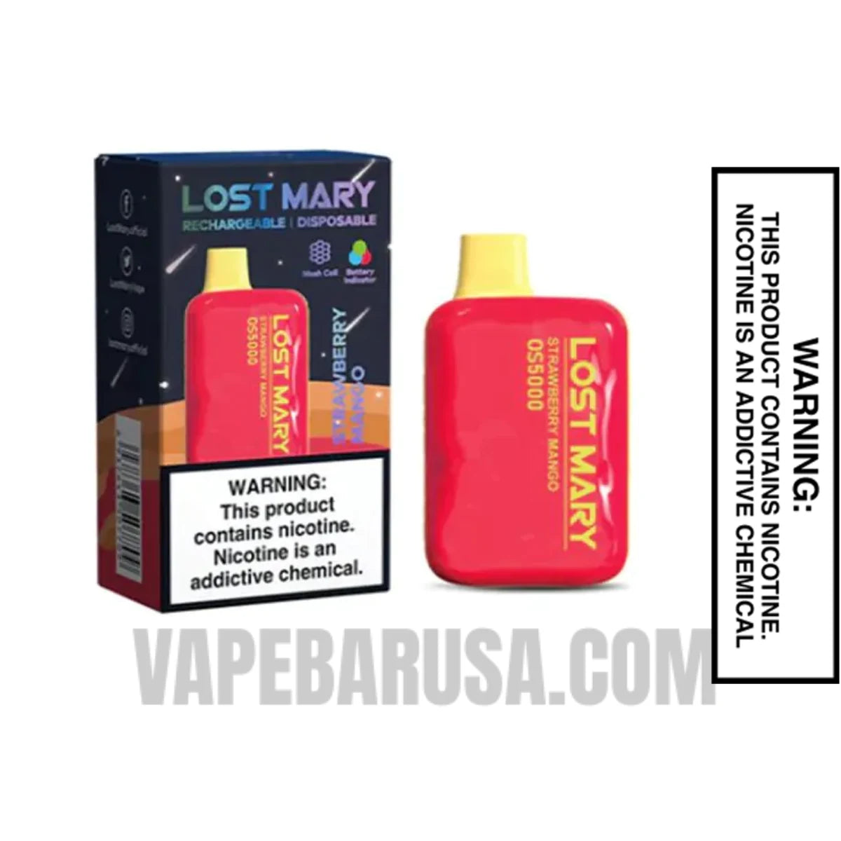Strawberry Mango Lost Mary OS5000 Disposable Vape With Package Box Strawberry Mango Lost Mary OS5000 Disposable Vape With Package Box
