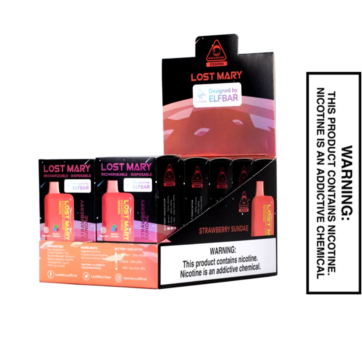Strawberry Sundae Lost Mary OS5000 Disposable Vape With Bundle Pack Strawberry Sundae Lost Mary OS5000 Disposable Vape With Bundle Pack