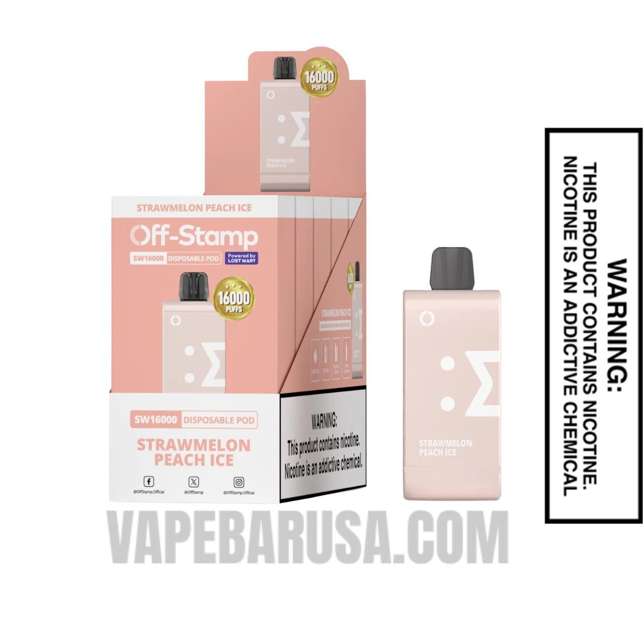 Strawmelon Peach Ice Off Stamp SW16000 Disposable Pod With Bundle Pack Strawmelon Peach Ice Off Stamp SW16000 Disposable Pod With Bundle Pack