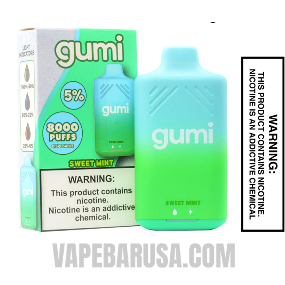 Sweet Mint Gumi Bar Disposable Vape 8000 Puffs With Package Box Sweet Mint Gumi Bar Disposable Vape 8000 Puffs With Package Box