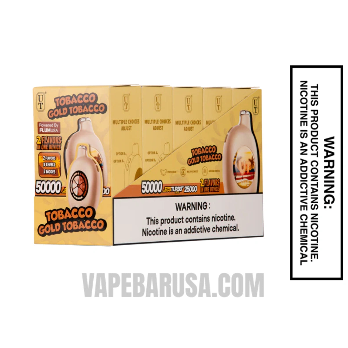 Tobacco/Gold Tobacco Flum UT Bar 50K Disposable Vape With Bundle Box Tobacco/Gold Tobacco Flum UT Bar 50K Disposable Vape With Bundle Box