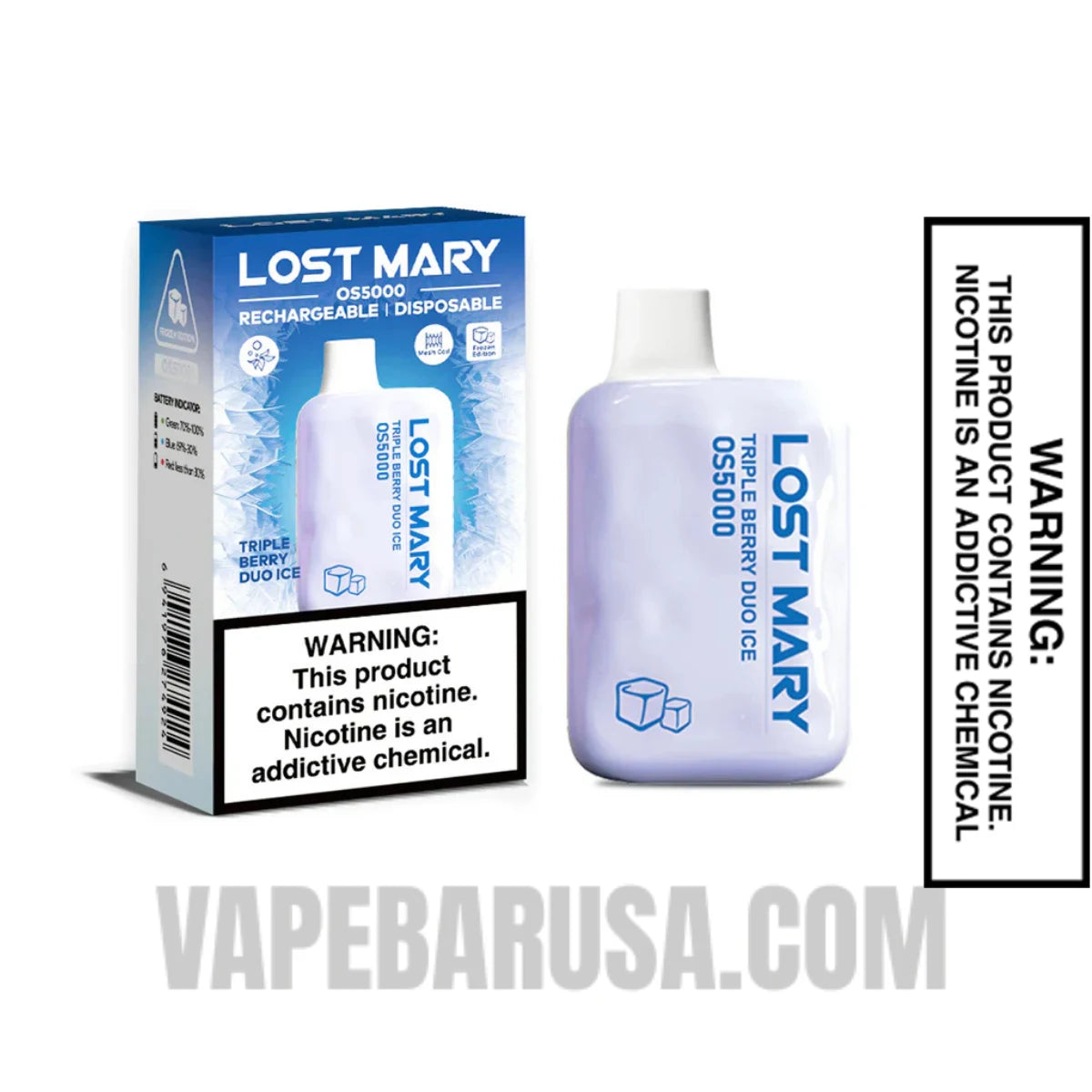 Triple Berry Duo Ice Lost Mary OS5000 Frozen Edition Vape With Package Box Triple Berry Duo Ice Lost Mary OS5000 Frozen Edition Vape With Package Box