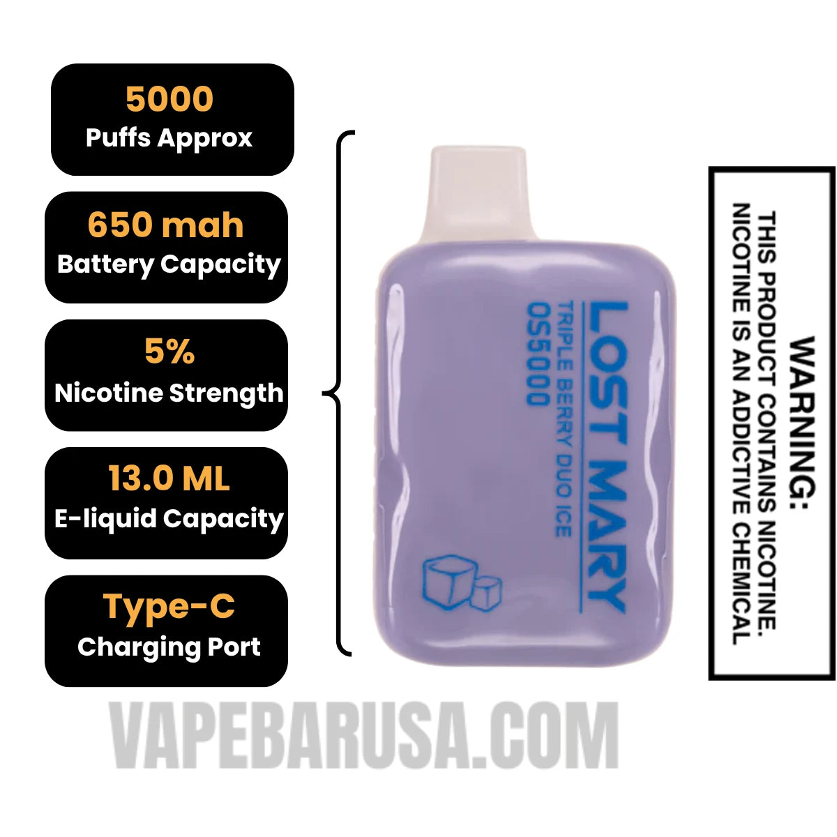 Triple Berry Duo Ice Lost Mary OS5000 Frozen Edition Vape Specifications Triple Berry Duo Ice Lost Mary OS5000 Frozen Edition Vape Specifications