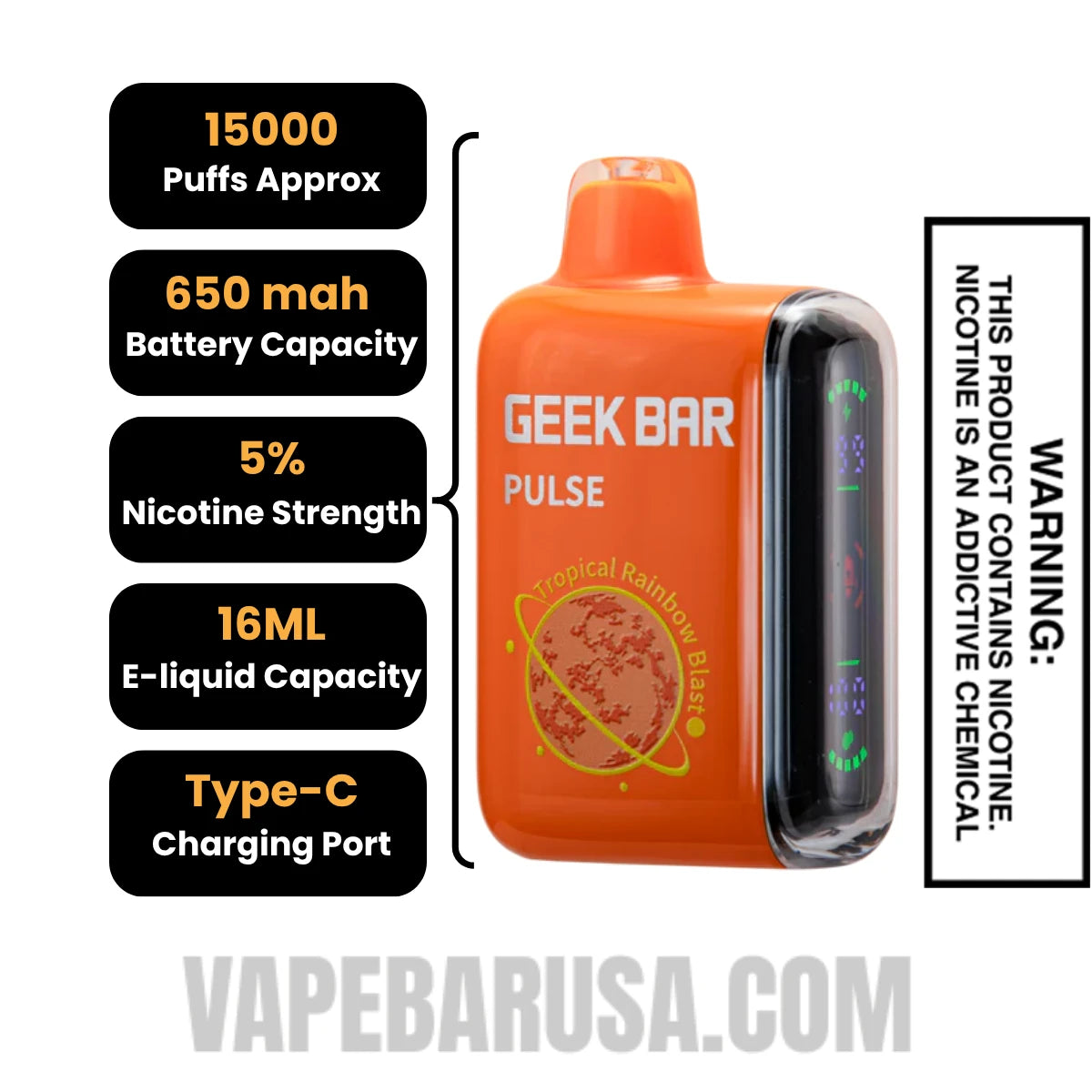 Tropical Rainbow Blast Geek Bar Pulse Disposable Vape Specification Tropical Rainbow Blast Geek Bar Pulse Disposable Vape Specification
