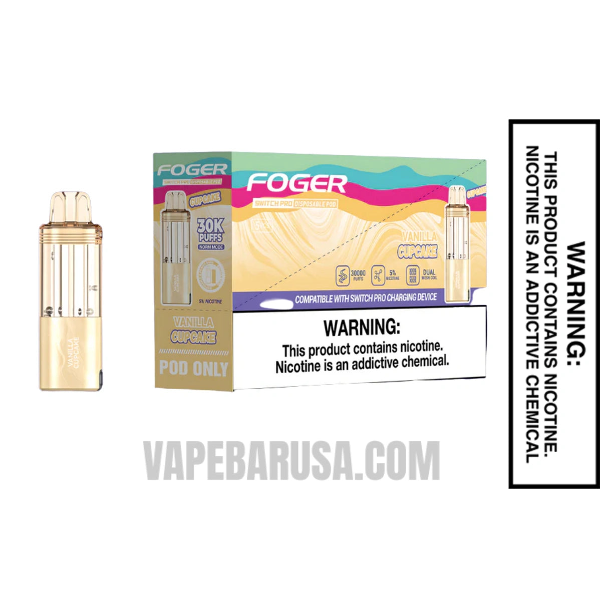 Vanilla Cupcake Foger Switch Pro 30K Disposable Pod With Bundle Pack Vanilla Cupcake Foger Switch Pro 30K Disposable Pod With Bundle Pack