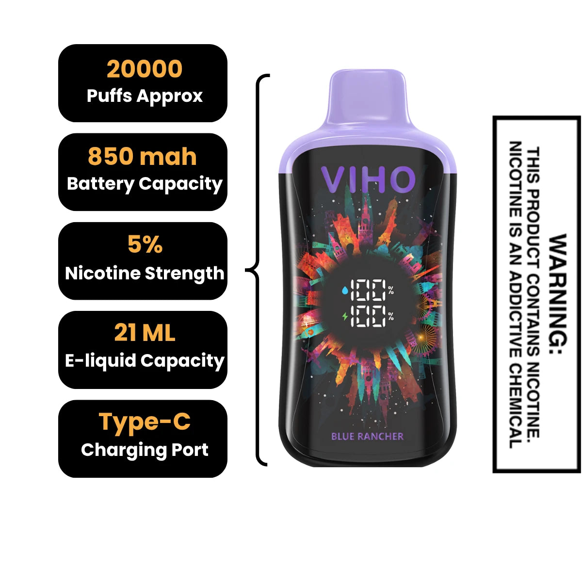 Blue Rancher VIHO Supercharge Pro Disposable Vape Blue Rancher VIHO Supercharge Pro Disposable Vape