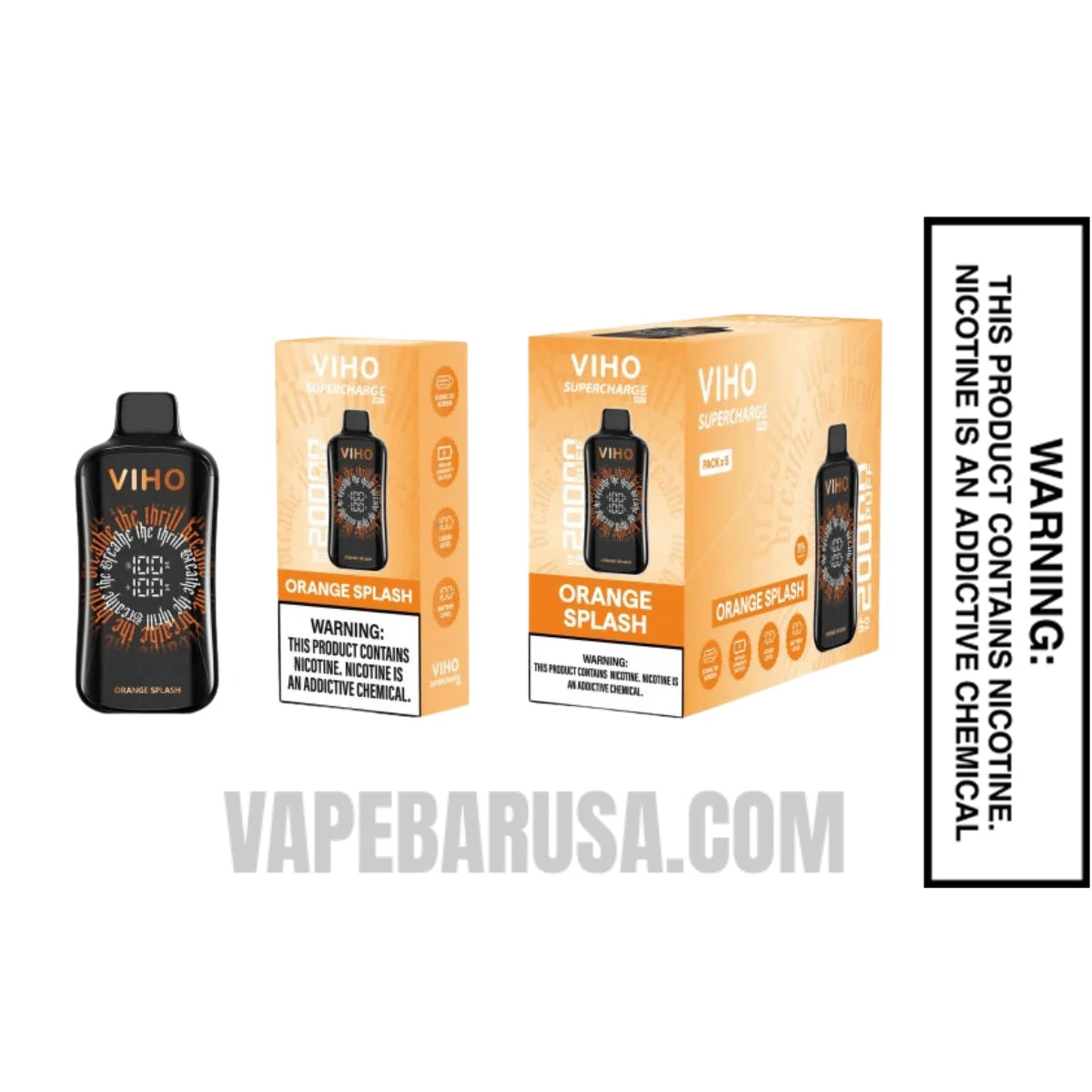 Orange Splash VIHO Supercharge Pro Disposable Vape With Bundle Box Orange Splash VIHO Supercharge Pro Disposable Vape With Bundle Box