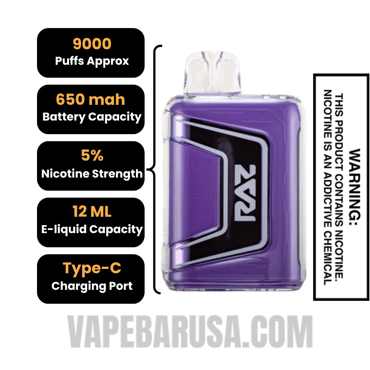 Violet RAZ TN9000 Disposable Vape Specifications Violet RAZ TN9000 Disposable Vape Specifications