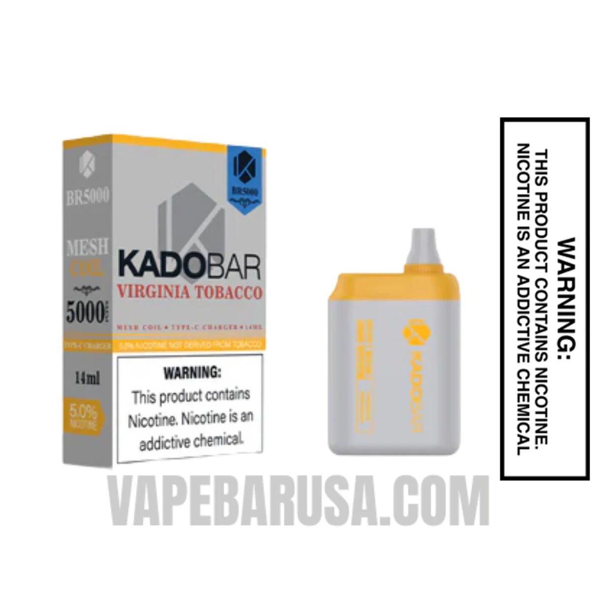 Virginia Tobacco Kado Bar BR5000 Disposable Vape With Package Box Virginia Tobacco Kado Bar BR5000 Disposable Vape With Package Box
