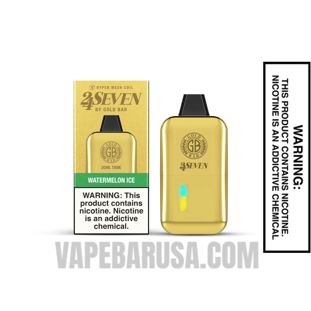 Watermelon Ice Gold Bar 24Seven Disposable Vape with Package Box Watermelon Ice Gold Bar 24Seven Disposable Vape with Package Box