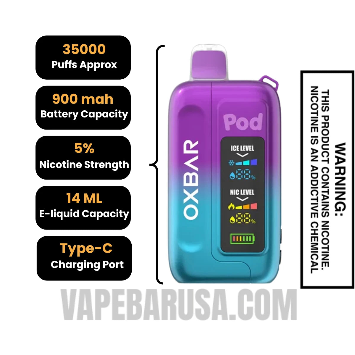 Watermelon Apple Gush OXBAR Ice-Nic Control Disposable Vape Specifications Watermelon Apple Gush OXBAR Ice-Nic Control Disposable Vape Specifications