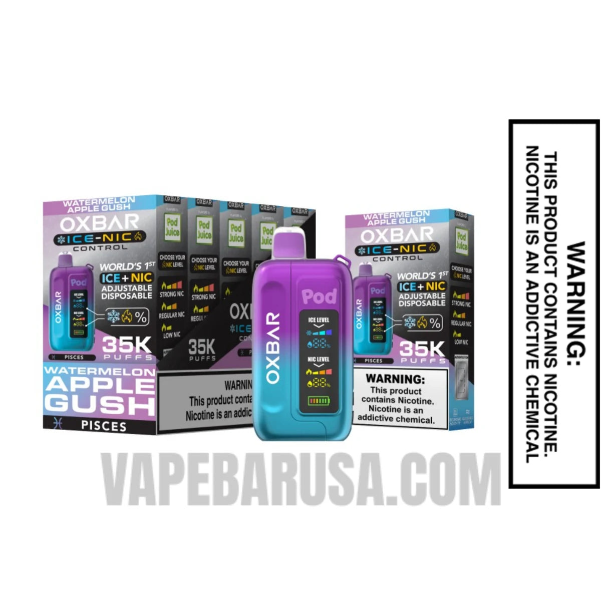 Watermelon Apple Gush OXBAR Ice-Nic Control Disposable Vape With Bundle Pack Watermelon Apple Gush OXBAR Ice-Nic Control Disposable Vape With Bundle Pack