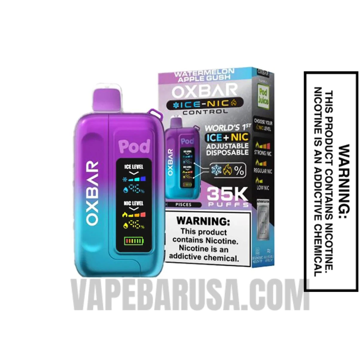 Watermelon Apple Gush OXBAR Ice-Nic Control Disposable Vape With Package Box Watermelon Apple Gush OXBAR Ice-Nic Control Disposable Vape With Package Box