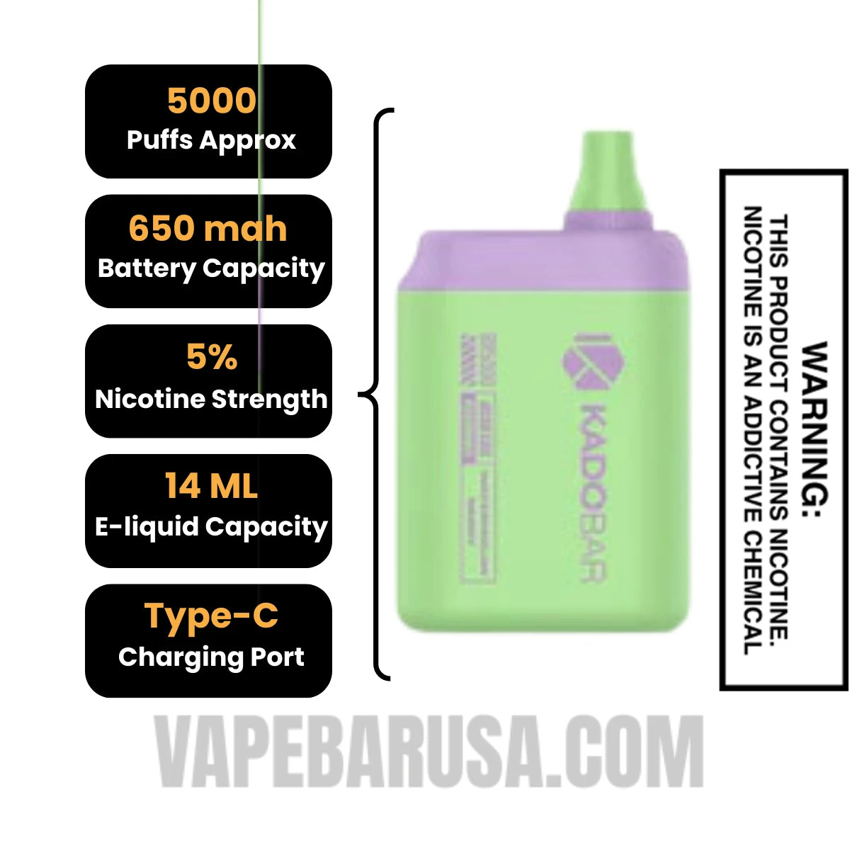 Watermelon Berry Kado Bar BR5000 Disposable Vape Specifications Watermelon Berry Kado Bar BR5000 Disposable Vape Specifications
