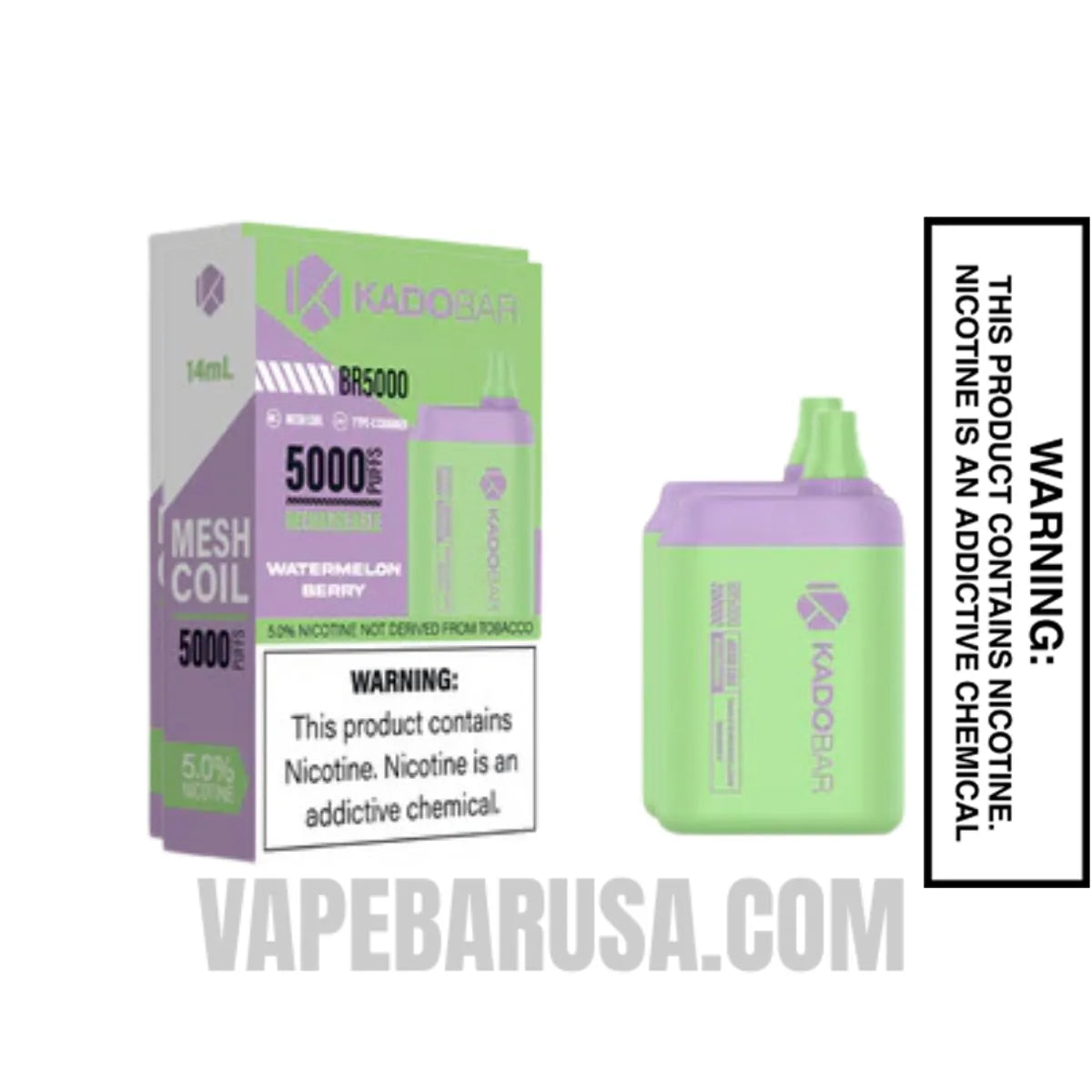 Watermelon Berry Kado Bar BR5000 Disposable Vape With Package Box Watermelon Berry Kado Bar BR5000 Disposable Vape With Package Box