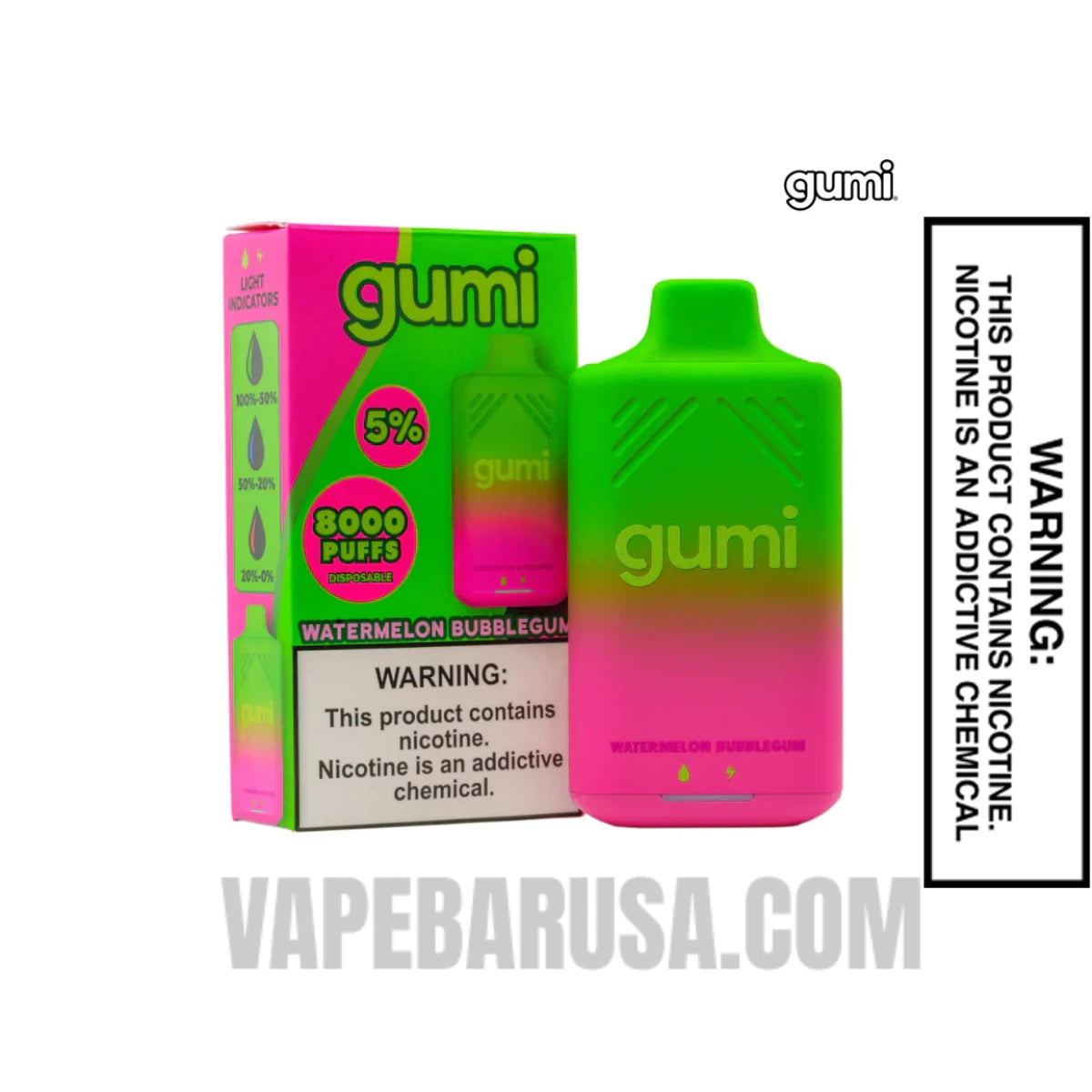 Watermelon Bubblegum Gumi Bar Disposable Vape 8000 Puffs With Package Box Watermelon Bubblegum Gumi Bar Disposable Vape 8000 Puffs With Package Box