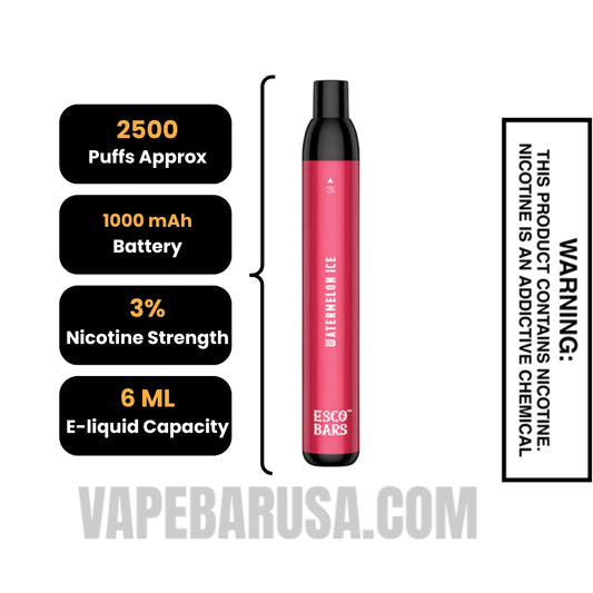 Watermelon Ice Esco Bar Mesh Vape 2500 Puffs 3% Nic Watermelon Ice Esco Bar Mesh Vape 2500 Puffs 3% Nic