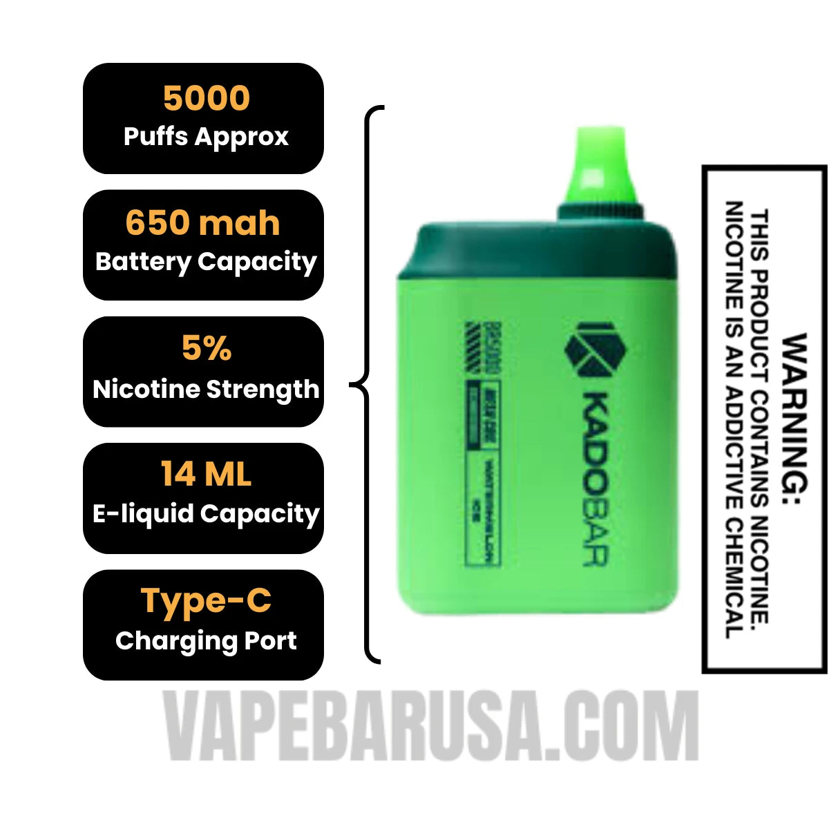 Watermelon Ice Kado Bar BR5000 Disposable Vape Specifications Watermelon Ice Kado Bar BR5000 Disposable Vape Specifications