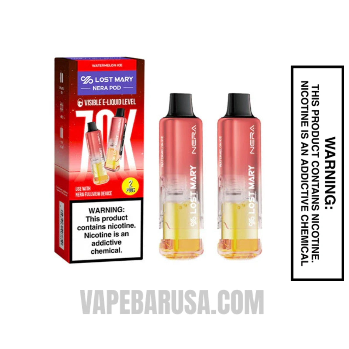 Watermelon Ice Lost Mary Nera Fullview 70K Disposable Pod With Package Box Watermelon Ice Lost Mary Nera Fullview 70K Disposable Pod With Package Box