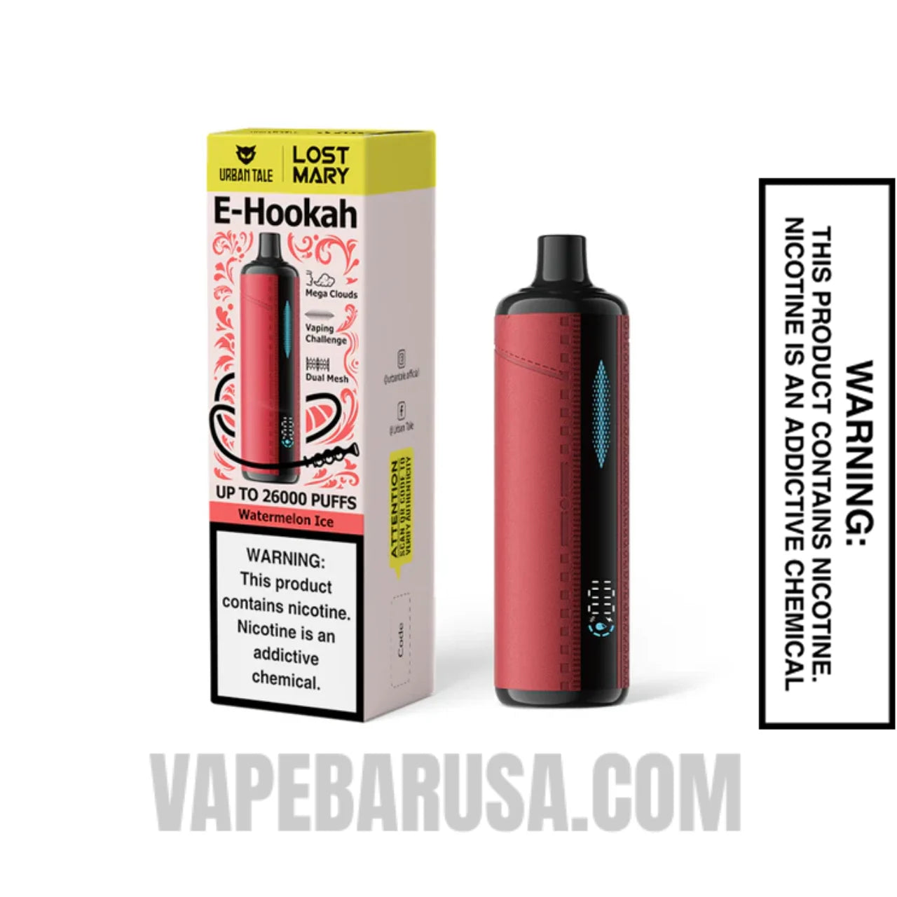 Watermelon Ice Lost Mary x Urban Tale E Hookah Disposable Vape With Package Box Watermelon Ice Lost Mary x Urban Tale E Hookah Disposable Vape With Package Box