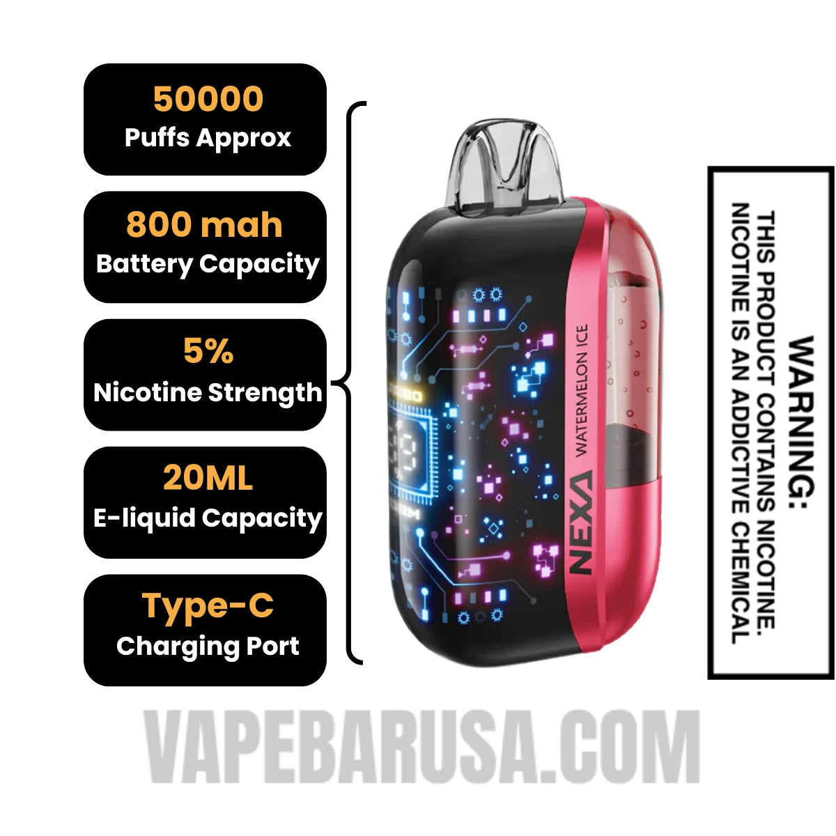 Watermelon Ice Nexa Ultra 50000 Disposable Vape Specifications Watermelon Ice Nexa Ultra 50000 Disposable Vape Specifications