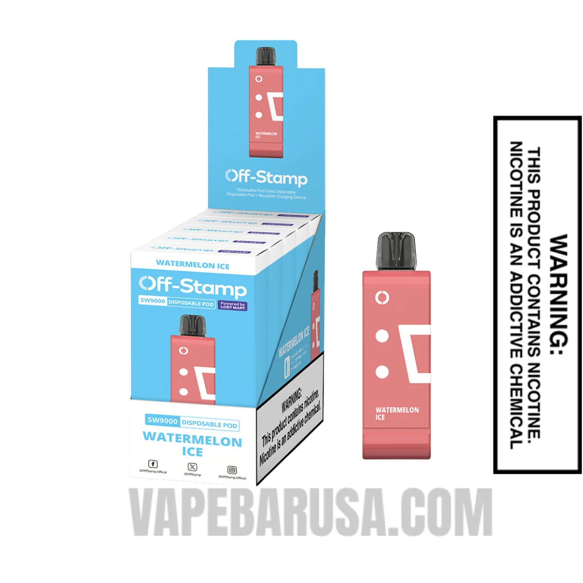 Watermelon Ice Off Stamp SW9000 Disposable Pod With Bundle Pack Watermelon Ice Off Stamp SW9000 Disposable Pod With Bundle Pack