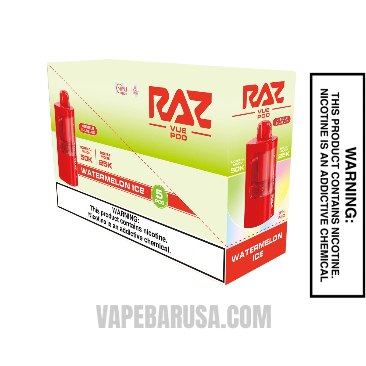 Watermelon Ice RAZ VUE 50K Disposable Pod With Bundle Box
Watermelon Ice RAZ VUE 50K Disposable Pod With Bundle Box