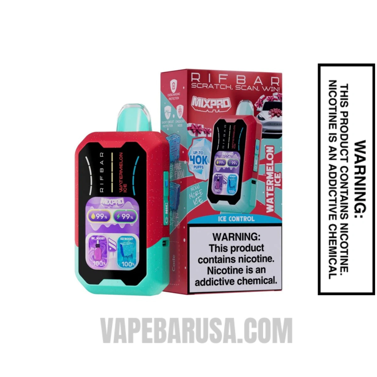 Watermelon Ice Rifbar MixPro Ice 40K Disposable Vape With Package Box Watermelon Ice Rifbar MixPro Ice 40K Disposable Vape With Package Box