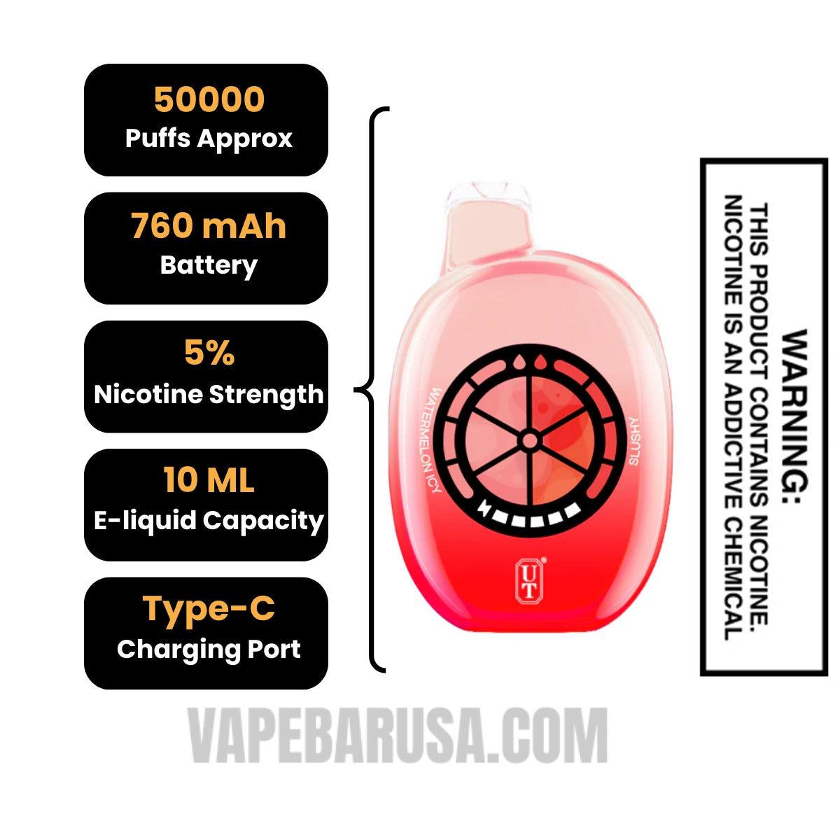 Watermelon Icy/Slushy Flum UT Bar 50K Disposable Vape Specifications Watermelon Icy/Slushy Flum UT Bar 50K Disposable Vape Specifications