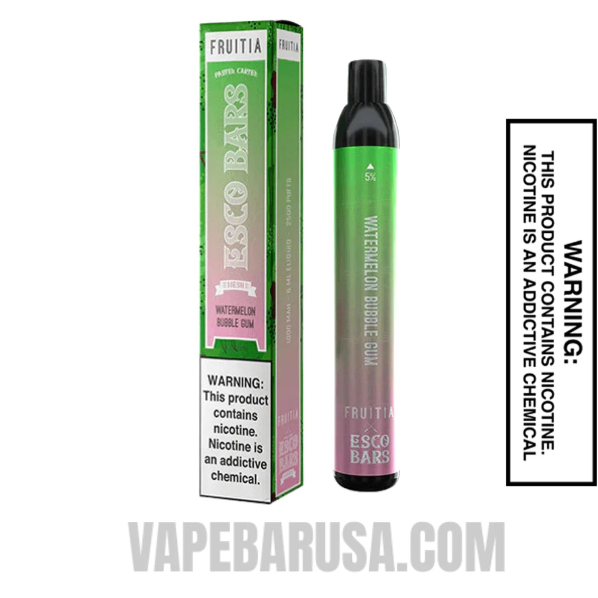 Watermelon Bubblegum Esco Bar 2500 Puffs Disposable Vape With Package Box Watermelon Bubblegum Esco Bar 2500 Puffs Disposable Vape With Package Box