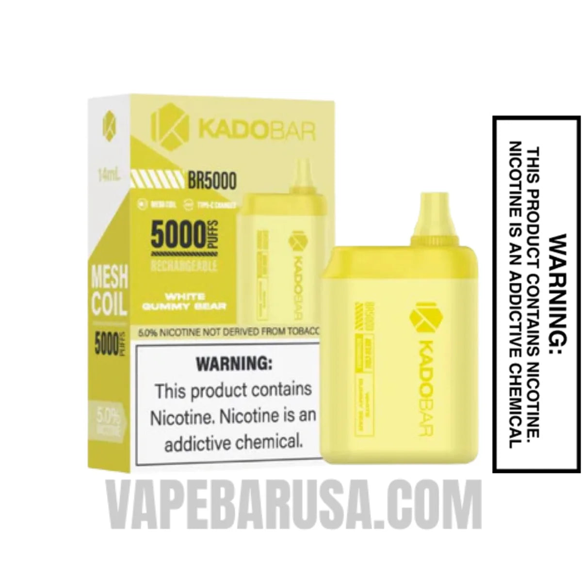 White Gummy Bear Kado Bar BR5000 Disposable Vape With Package Box White Gummy Bear Kado Bar BR5000 Disposable Vape With Package Box