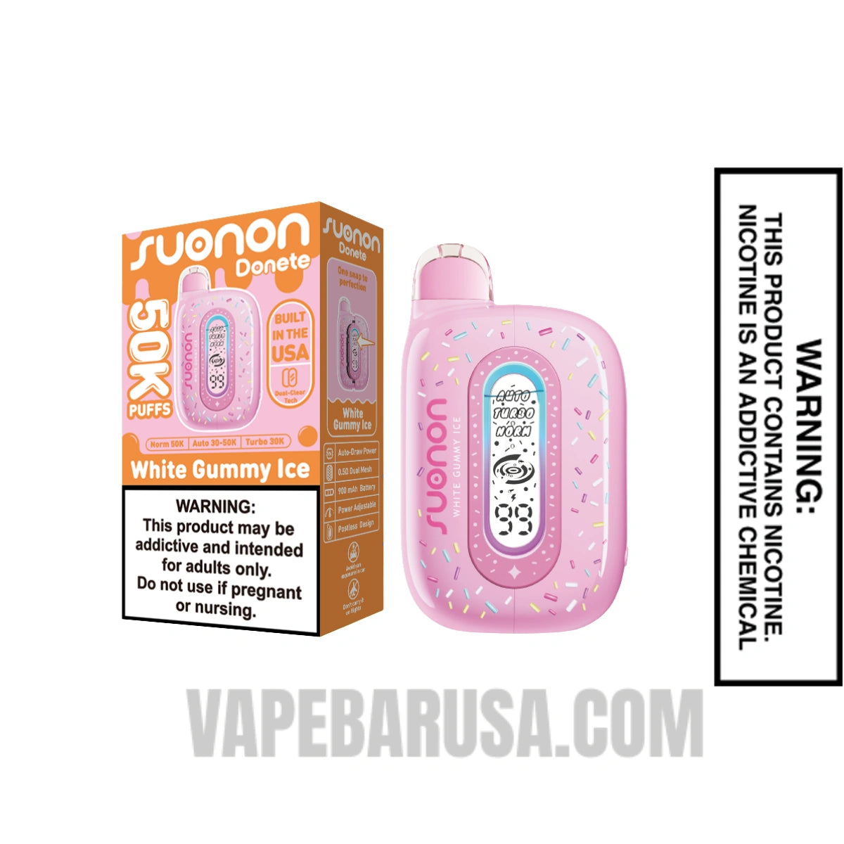 White Gummy Ice Suonon Donete 50k Disposable Vape With Package Box White Gummy Ice Suonon Donete 50k Disposable Vape With Package Box