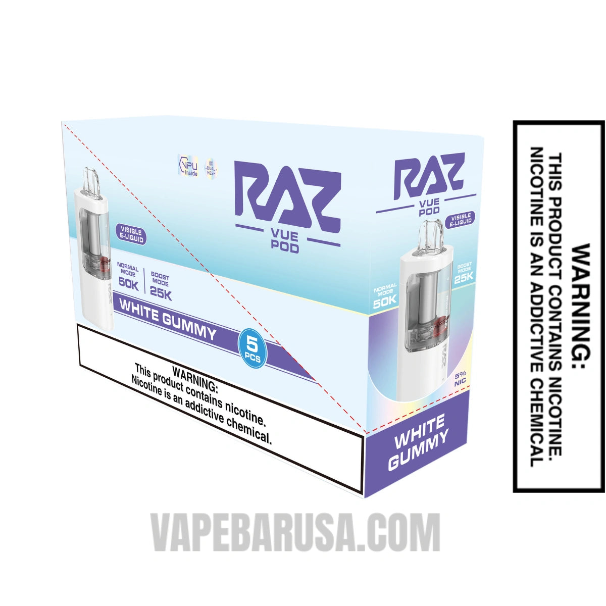 White Gummy RAZ VUE 50K Disposable Pod With Bundle Box White Gummy RAZ VUE 50K Disposable Pod With Bundle Box