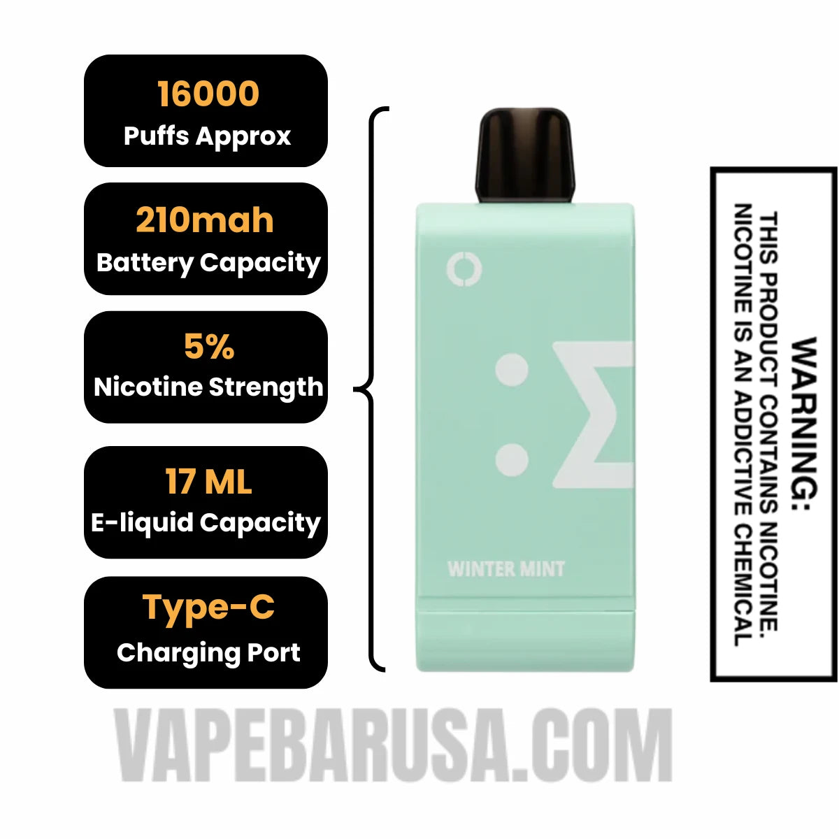 Winter Mint Off Stamp SW16000 Disposable Pod Specifications Winter Mint Off Stamp SW16000 Disposable Pod Specifications
