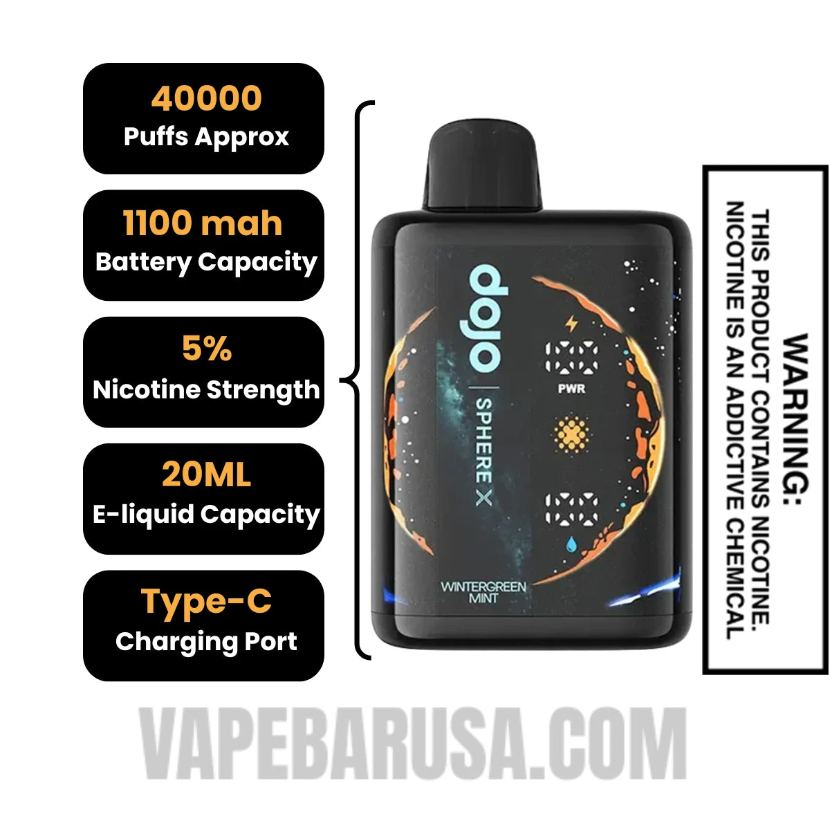 Wintergreen Mint Dojo Sphere X 40K Disposable Vape Specifications Wintergreen Mint Dojo Sphere X 40K Disposable Vape Specifications