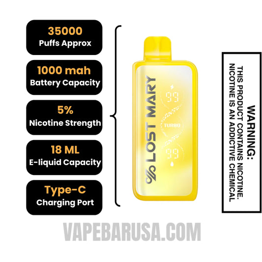 Yellow Pixy Lost Mary MT35000 Disposable Vape Yellow Pixy Lost Mary MT35000 Disposable Vape
