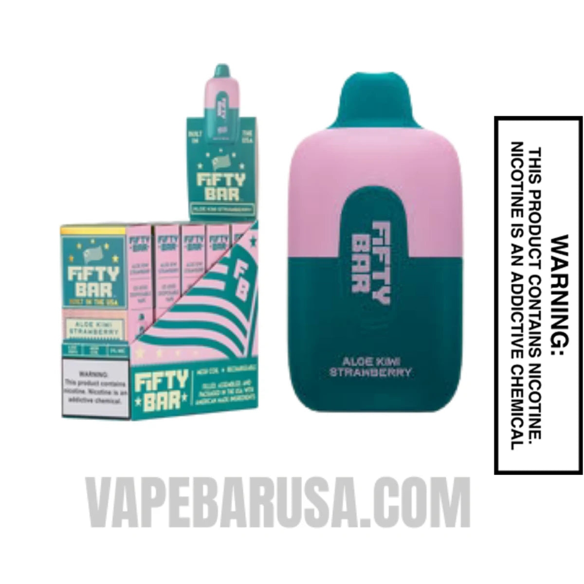 Aloe Kiwi Strawberry Fifty Bar Disposable Vape 6500 Puffs With Bundle Pack