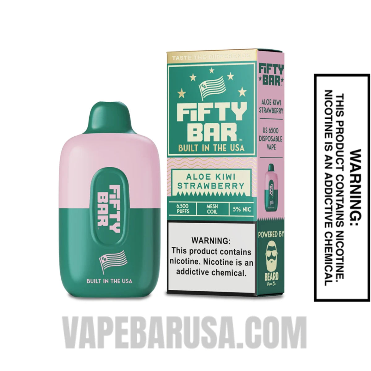 Aloe Kiwi Strawberry Fifty Bar Disposable Vape 6500 Puffs With Package Box