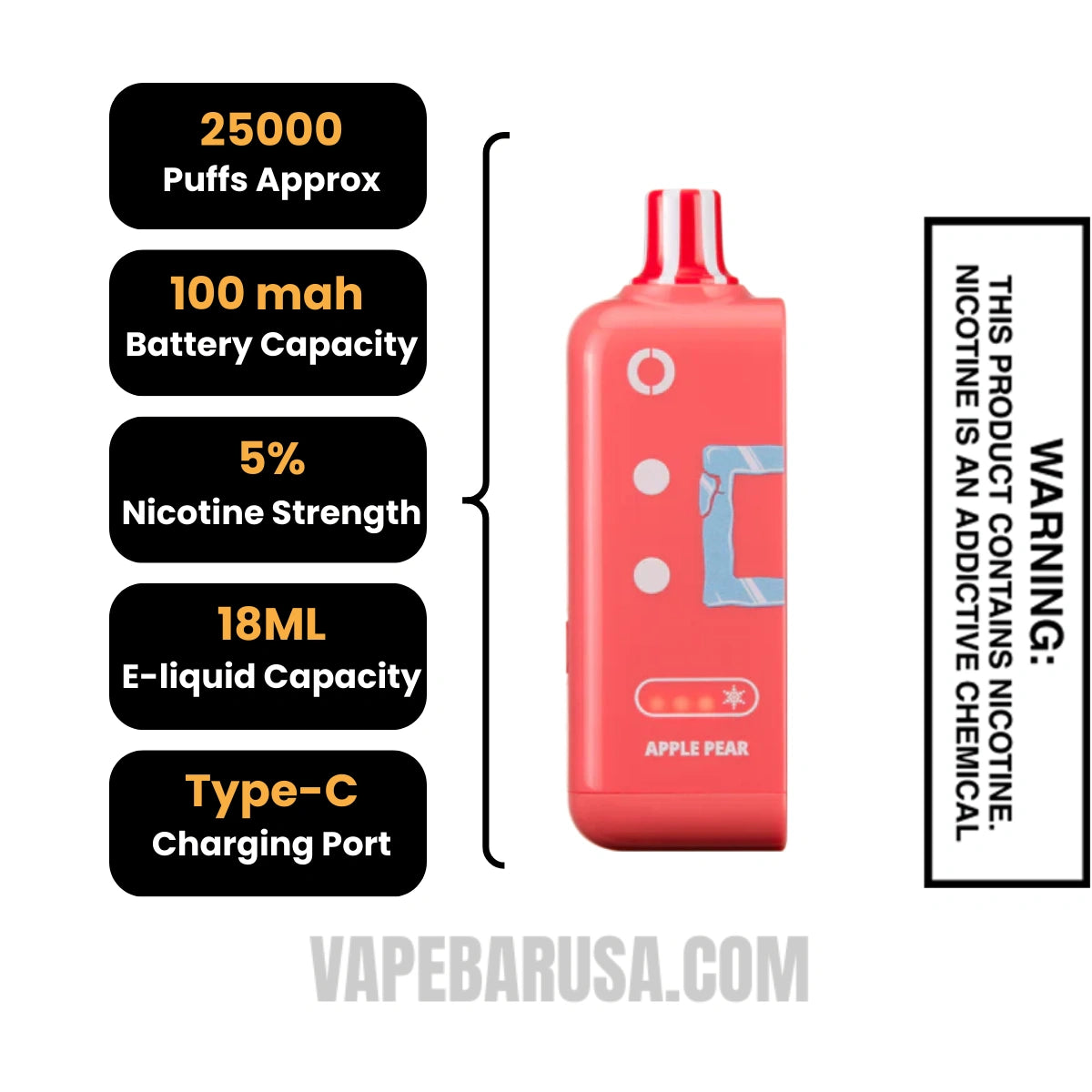 Apple Pear Off Stamp Ice Cube 25K Disposable Pod Specifications