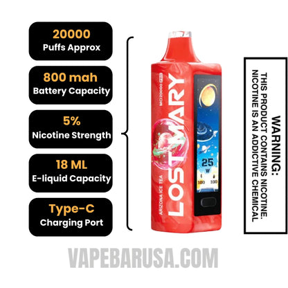 Arizona Iced Tea Lost Mary MO20000 Disposable Vape Specifications